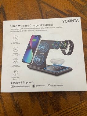 YOXINTA 3-in-1 Foldable Wireless Charger - white